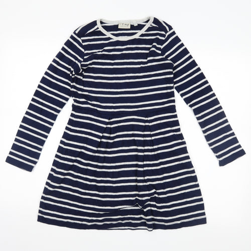 NEXT Girls Blue Striped  Skater Dress  Size 10 Years