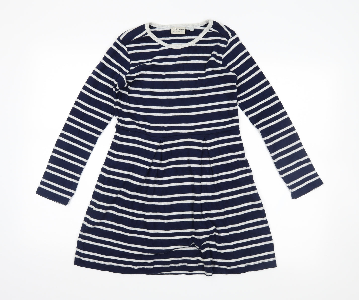 NEXT Girls Blue Striped  Skater Dress  Size 10 Years