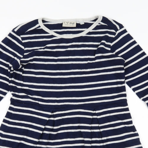 NEXT Girls Blue Striped  Skater Dress  Size 10 Years