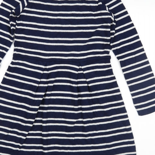 NEXT Girls Blue Striped  Skater Dress  Size 10 Years