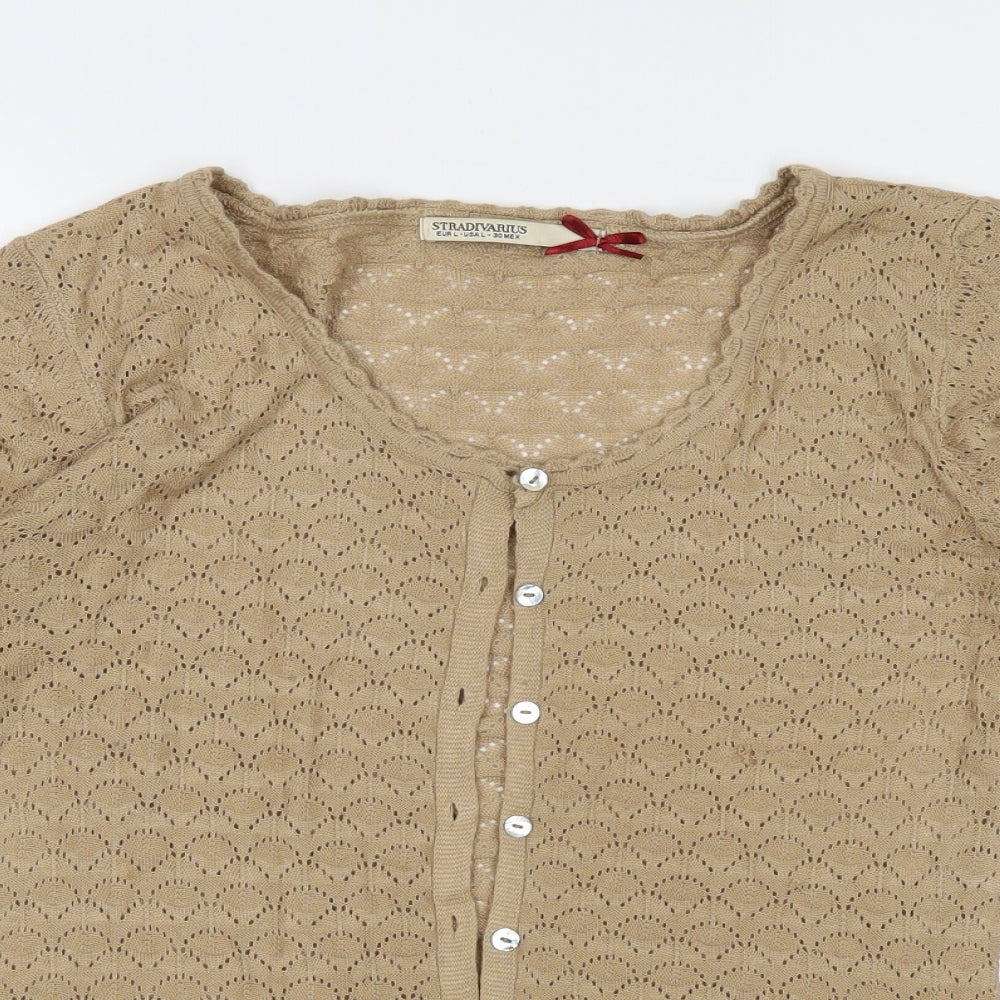 Stradivarius Womens Beige   Cardigan Jumper Size L