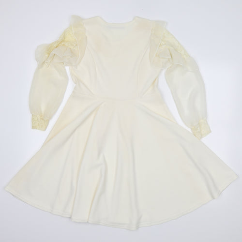 amaya Womens Ivory   Skater Dress  Size L
