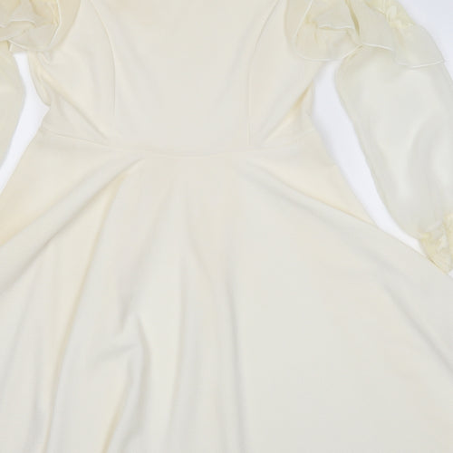 amaya Womens Ivory   Skater Dress  Size L