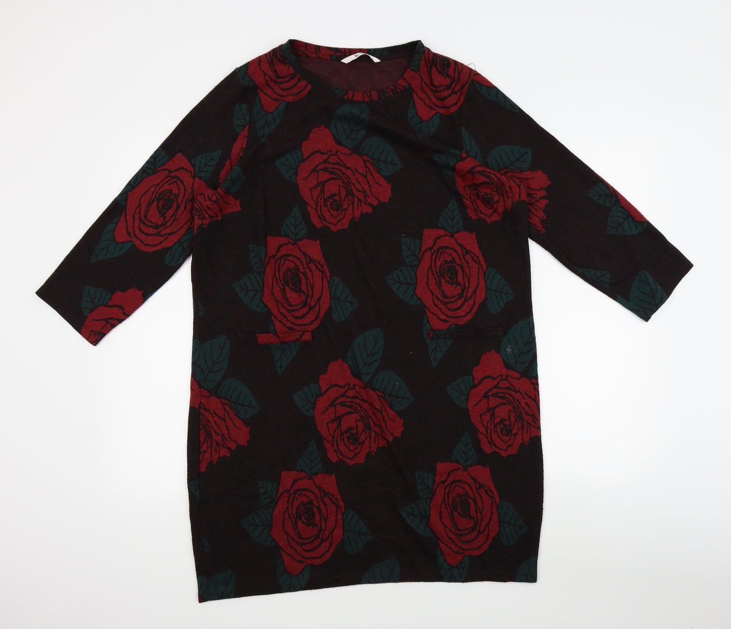 TU Womens Black Floral  A-Line  Size 16