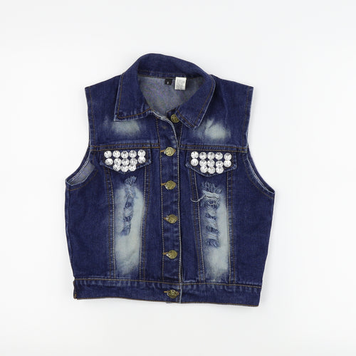 Preworn Girls Blue   Jacket Waistcoat Size S  - Distressed