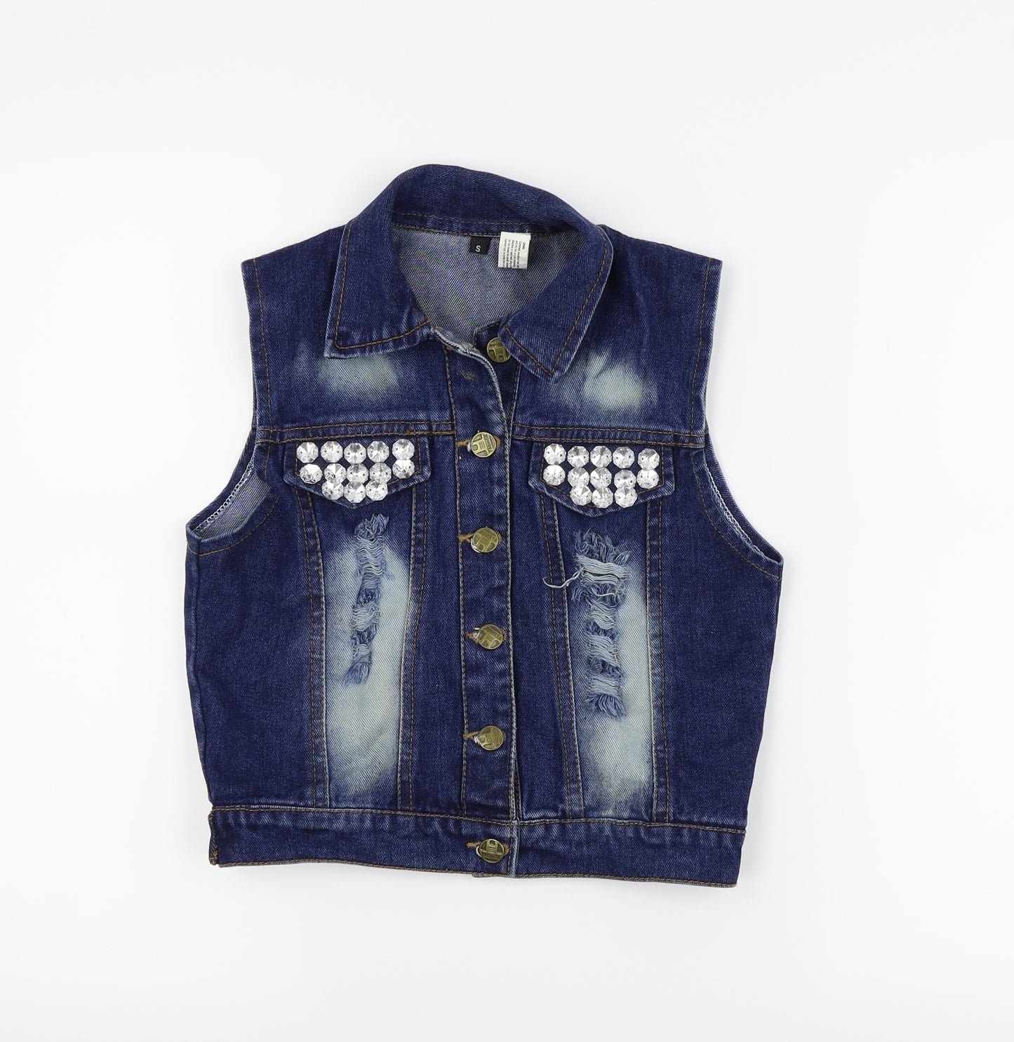 Preworn Girls Blue   Jacket Waistcoat Size S  - Distressed