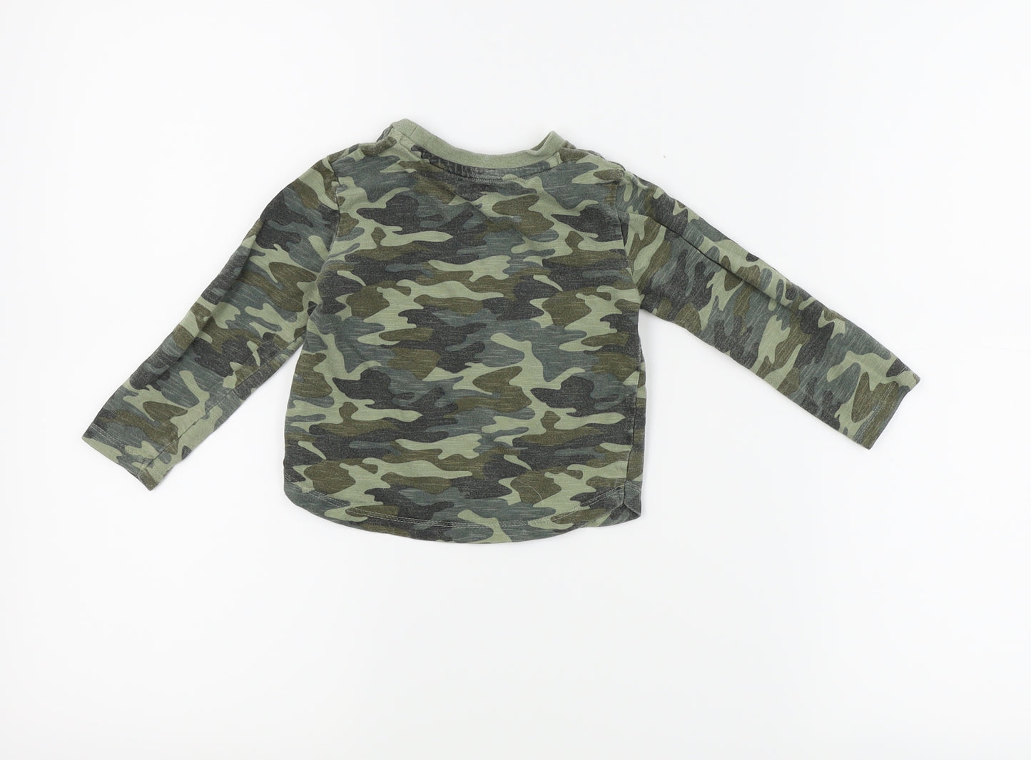 Fred & flo Boys Green Camouflage  Basic T-Shirt Size 12-18 Months