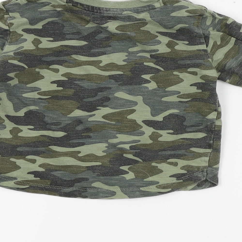 Fred & flo Boys Green Camouflage  Basic T-Shirt Size 12-18 Months