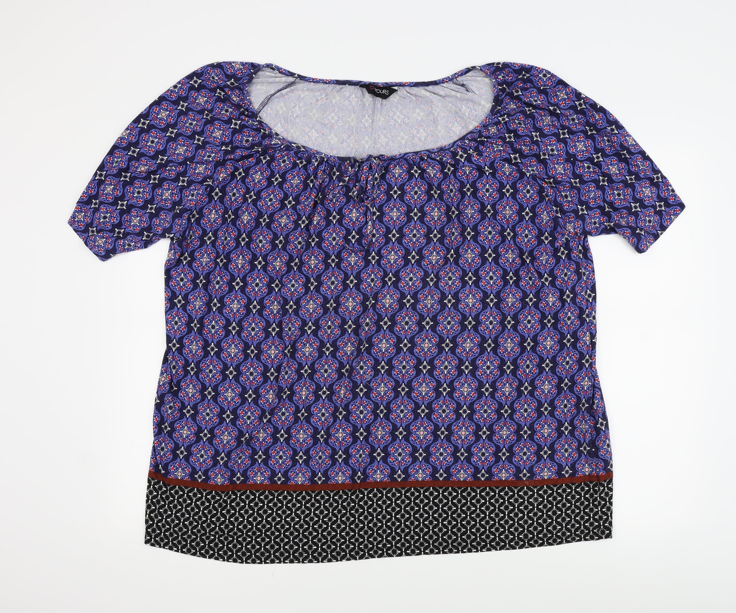 Yours Womens Blue Floral  Basic T-Shirt Size 22