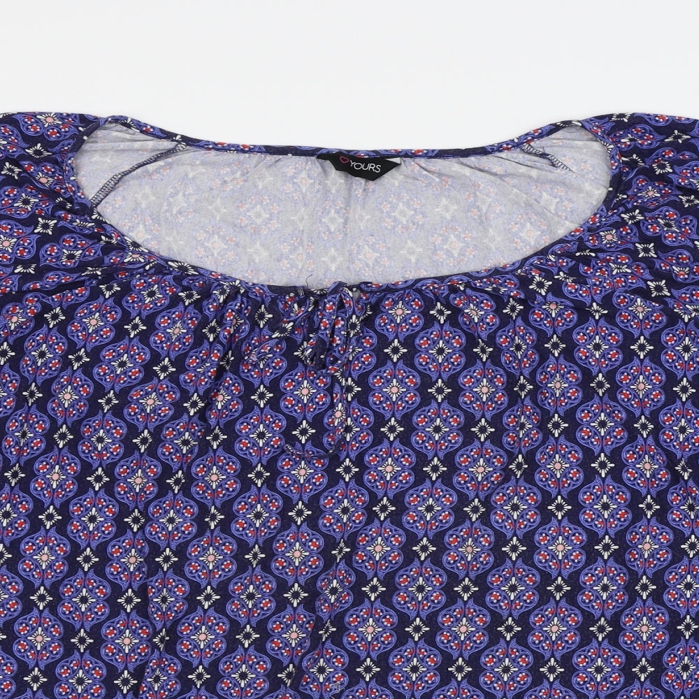 Yours Womens Blue Floral  Basic T-Shirt Size 22