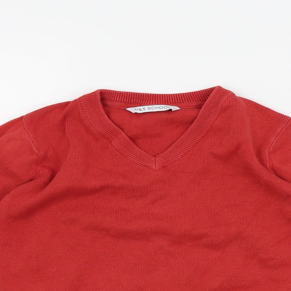 M&S Boys Red   Pullover Jumper Size 5-6 Years  - School Jumper