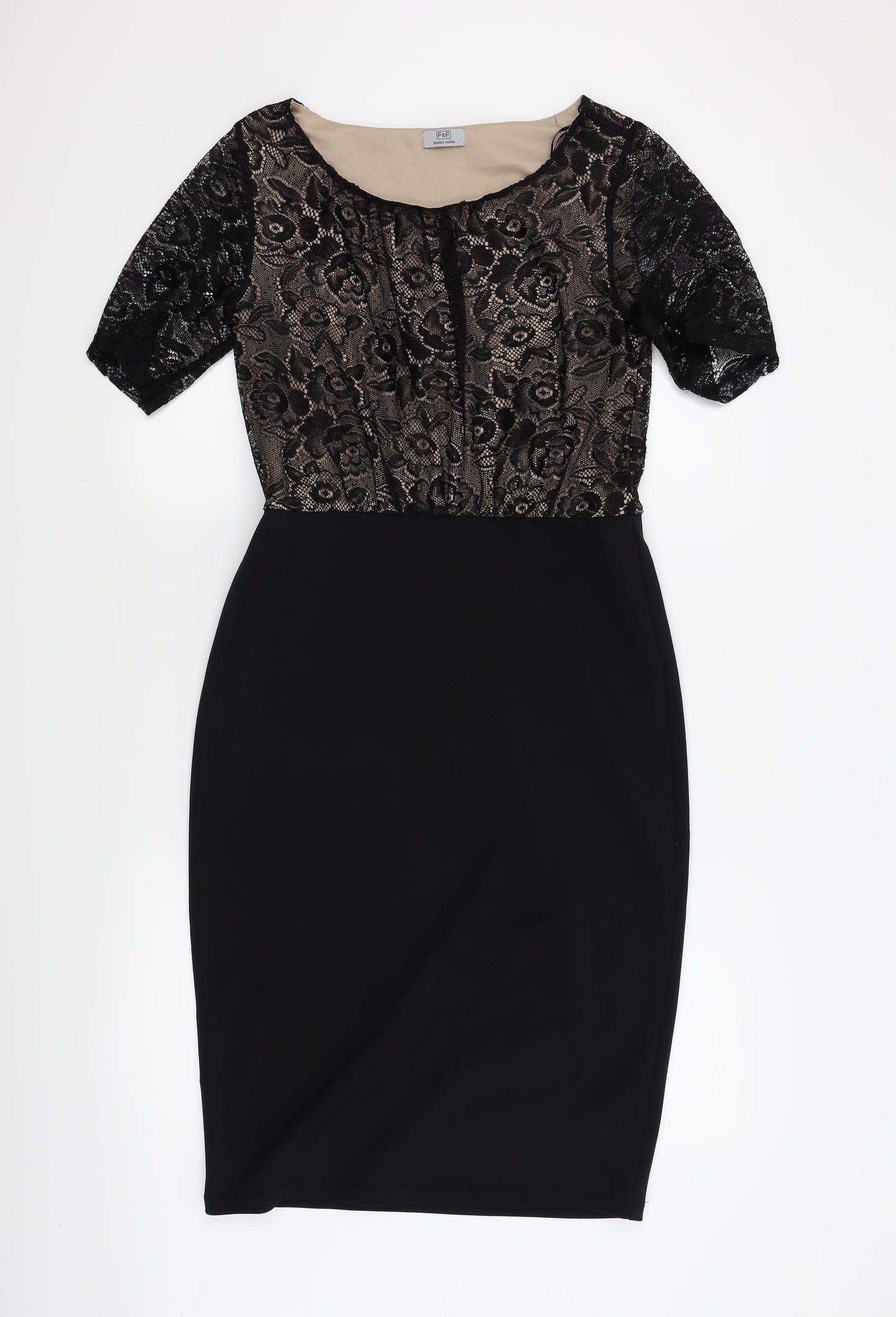 F&F Womens Black Floral  Pencil Dress  Size 12