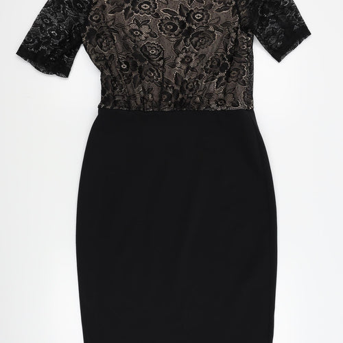 F&F Womens Black Floral  Pencil Dress  Size 12