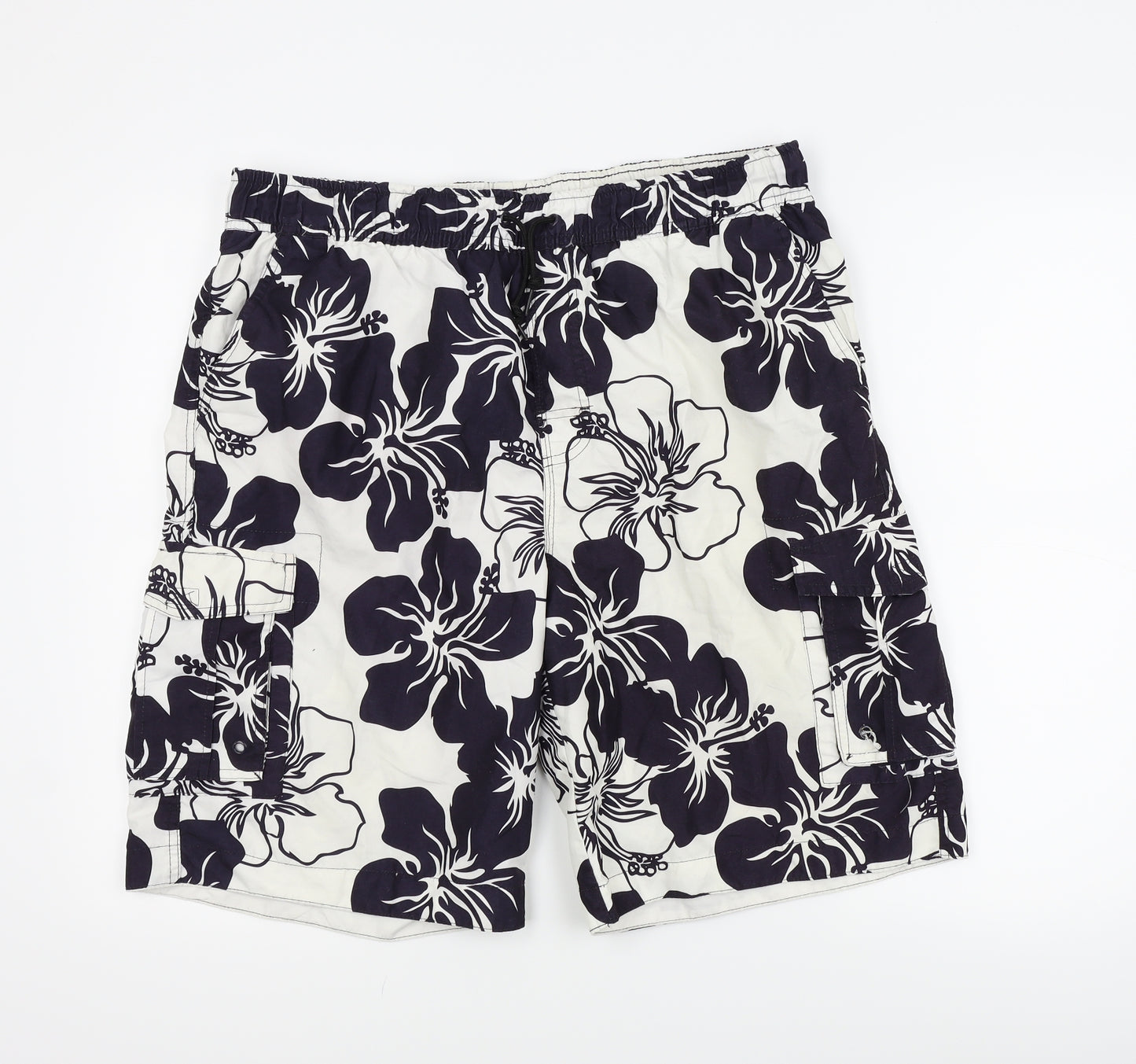 George Mens White Floral  Sweat Shorts Size L