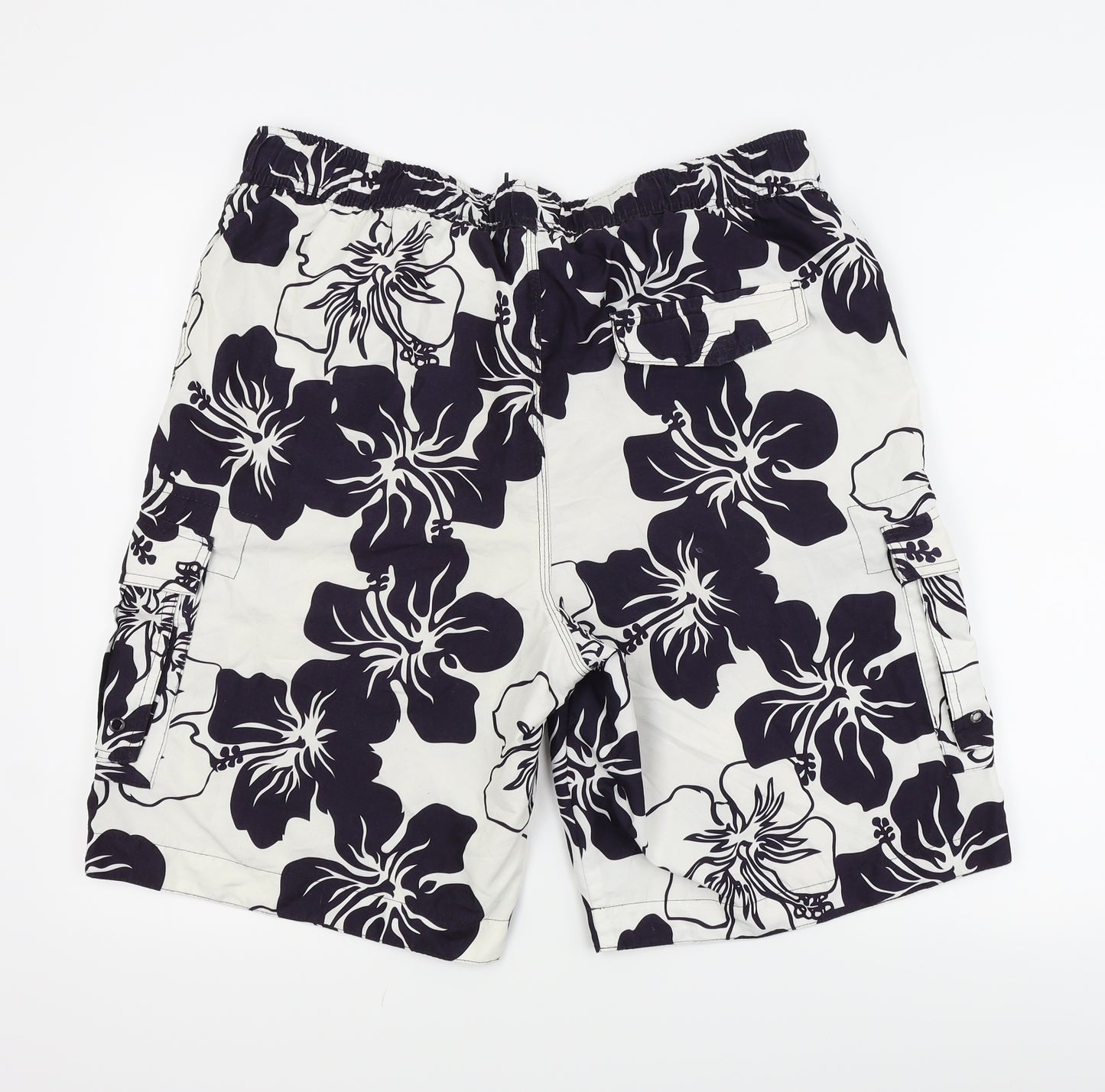 George Mens White Floral  Sweat Shorts Size L