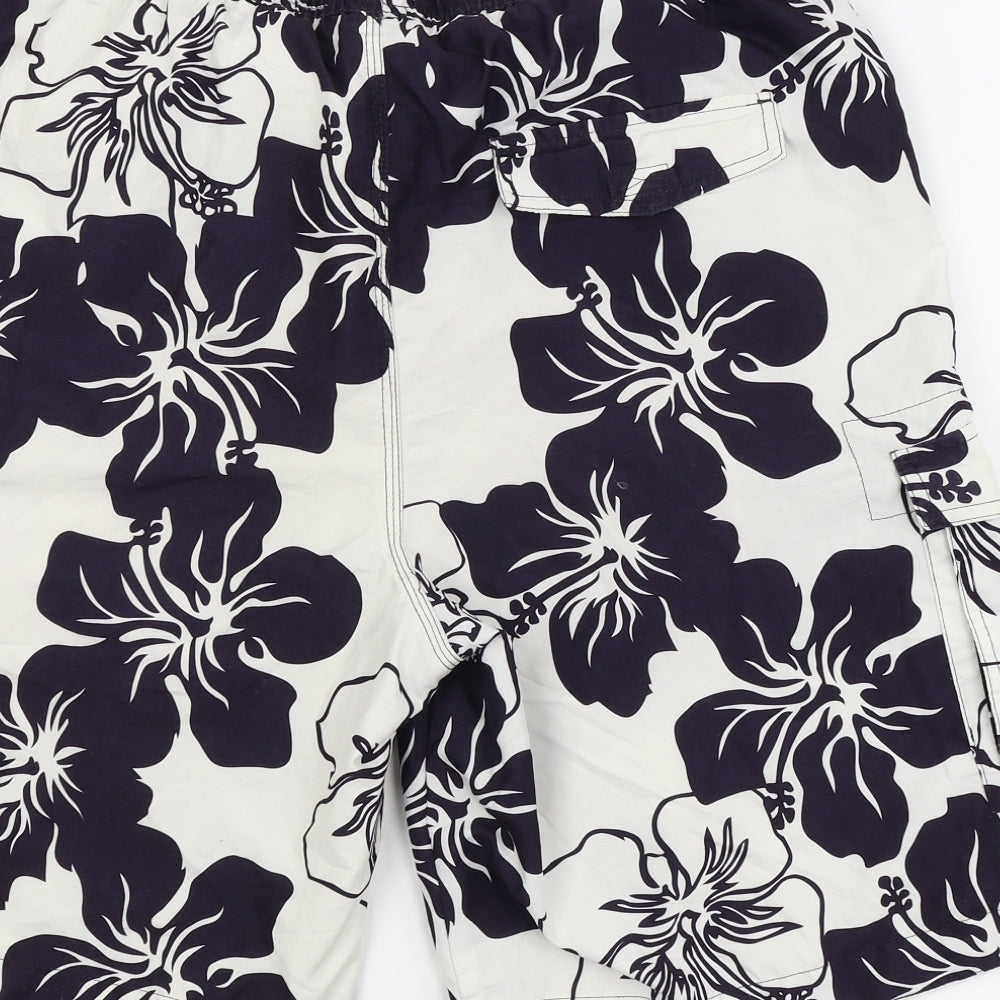 George Mens White Floral  Sweat Shorts Size L