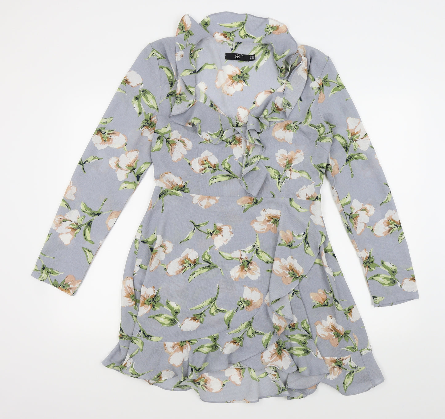 Miss Guided Womens Grey Floral  A-Line  Size 14