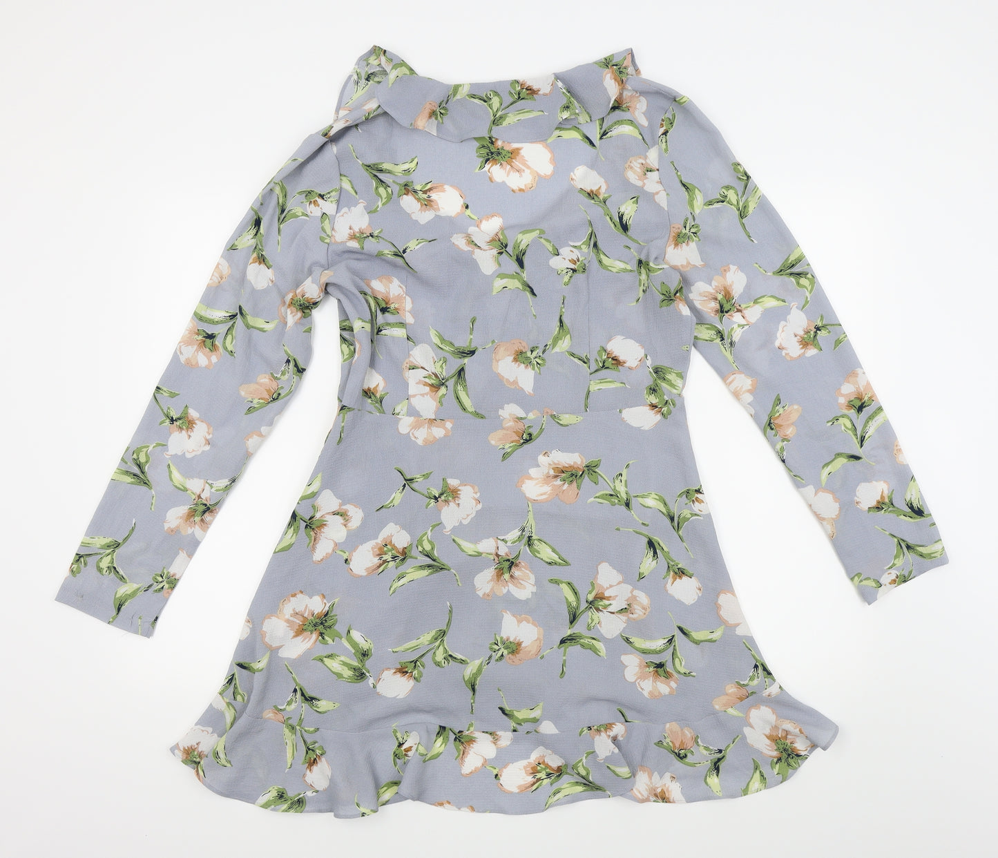 Miss Guided Womens Grey Floral  A-Line  Size 14