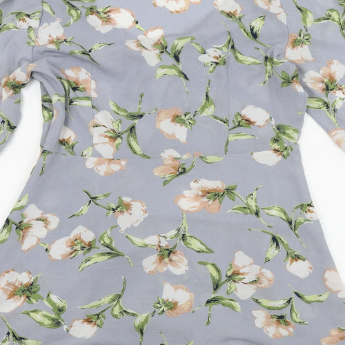 Miss Guided Womens Grey Floral  A-Line  Size 14