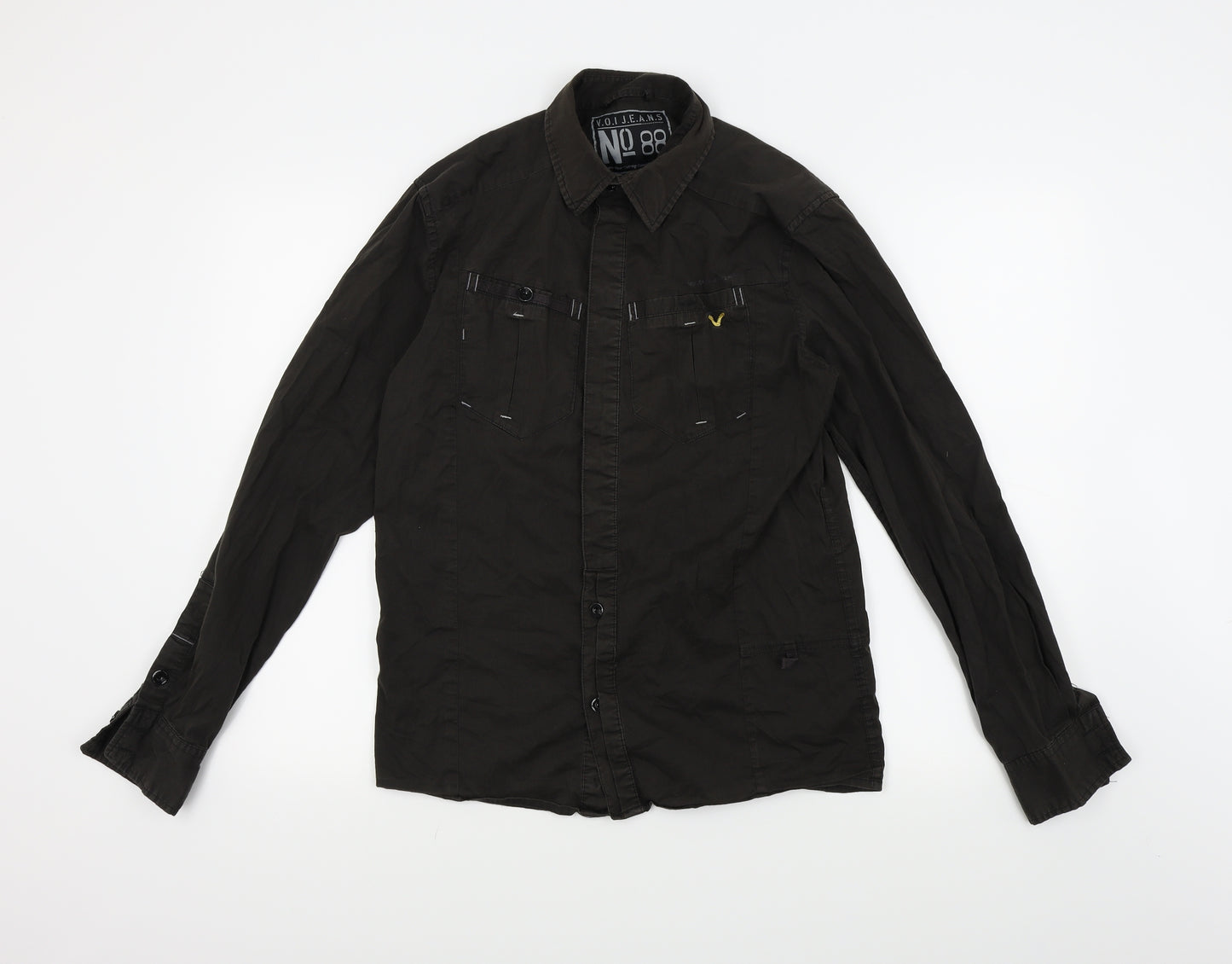 Voi Jeans Mens Black    Button-Up Size M