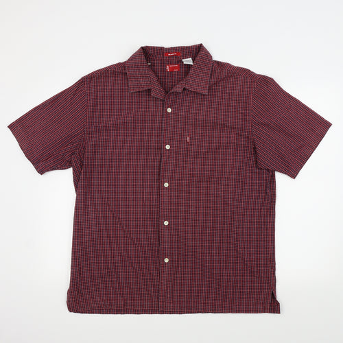 LEVIS Mens Red Check   Button-Up Size L