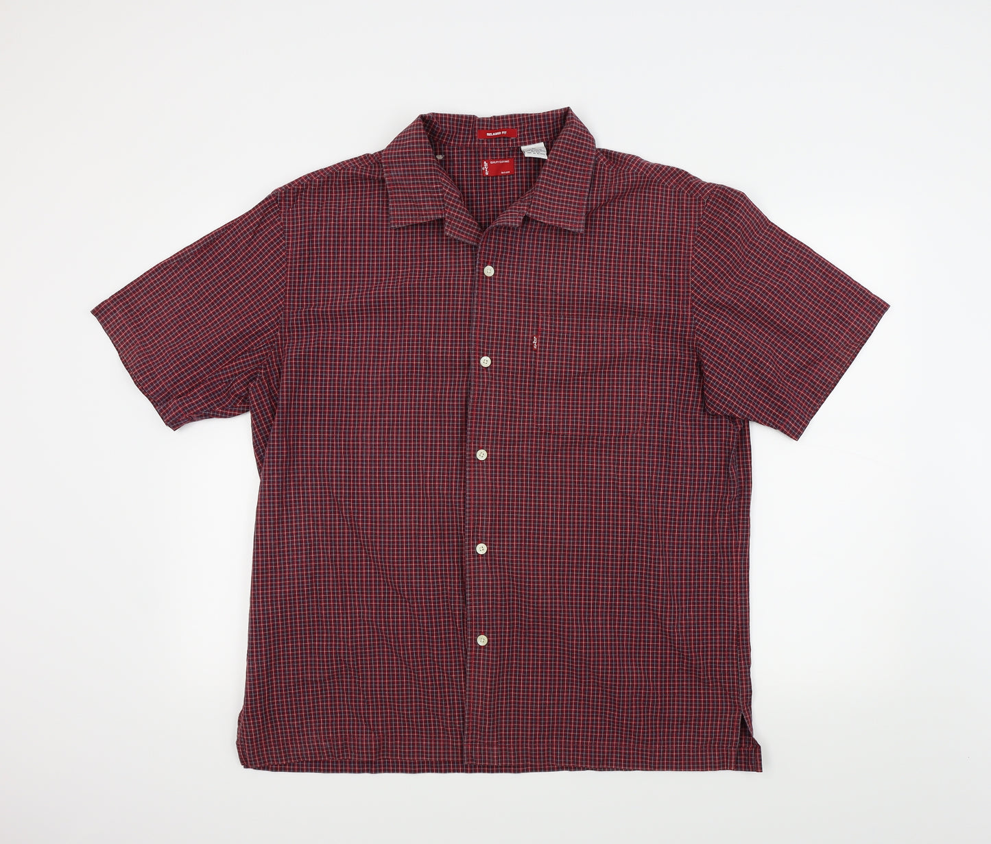 LEVIS Mens Red Check   Button-Up Size L