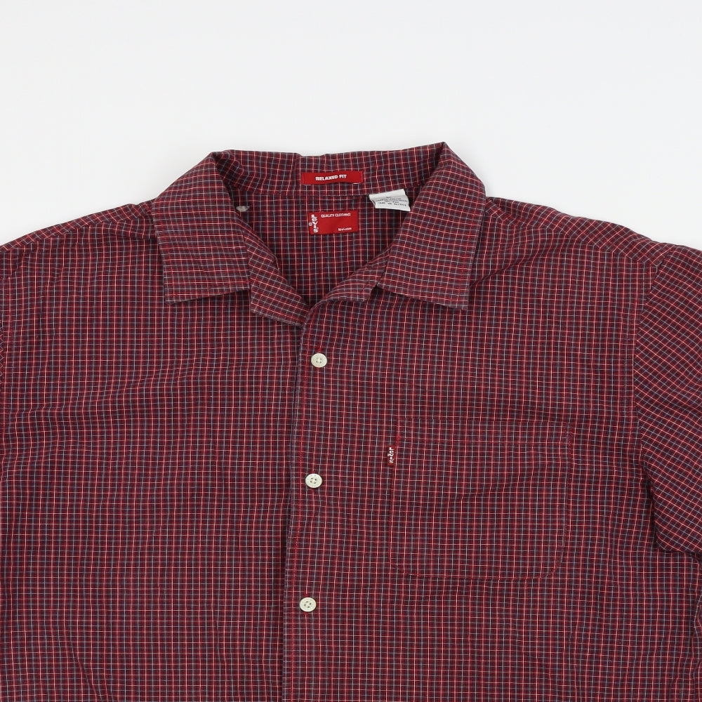LEVIS Mens Red Check   Button-Up Size L