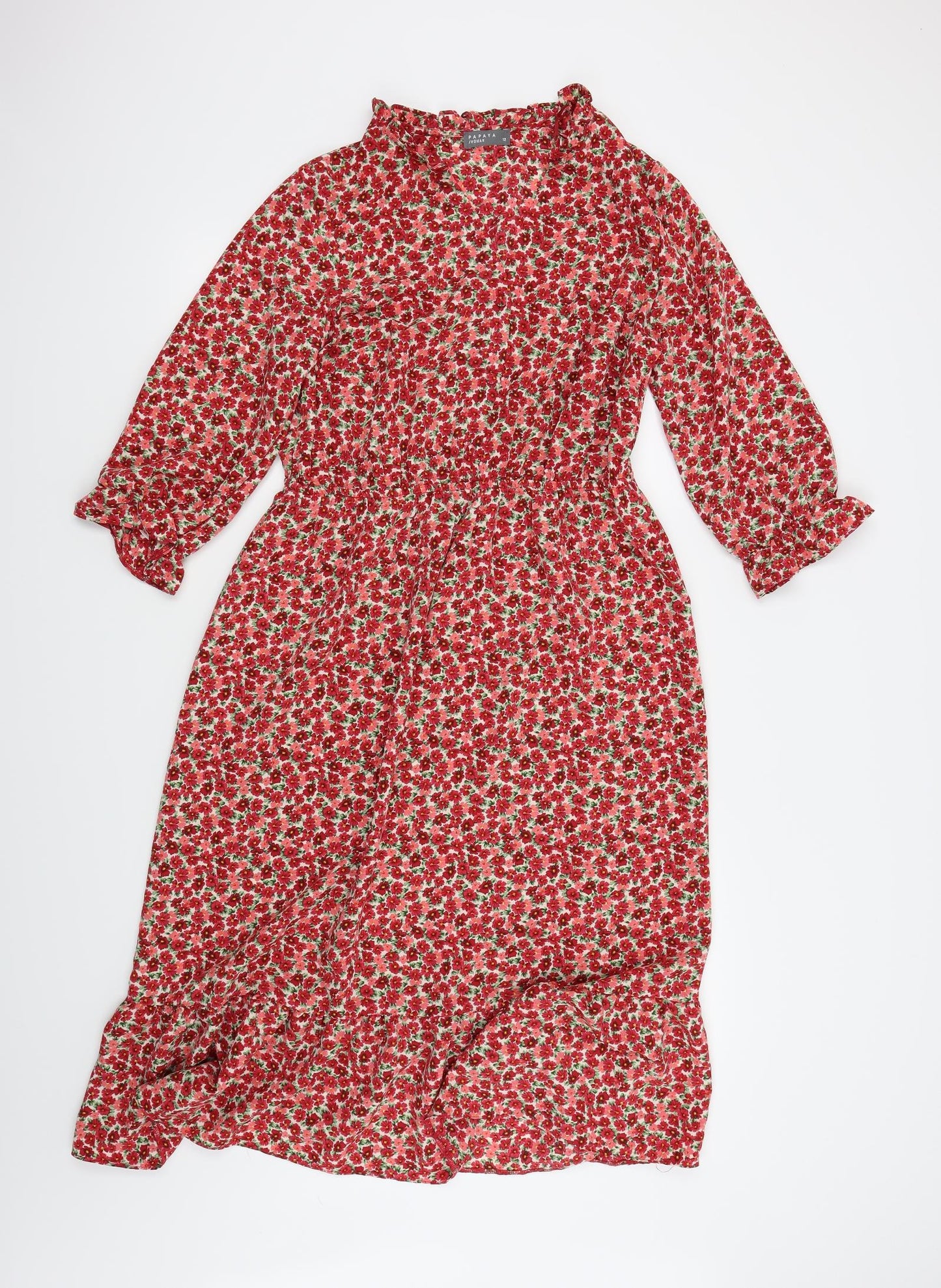 Papaya Womens Red Floral  A-Line  Size 12