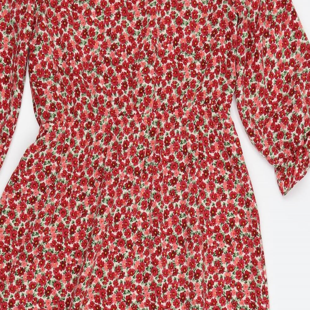 Papaya Womens Red Floral  A-Line  Size 12