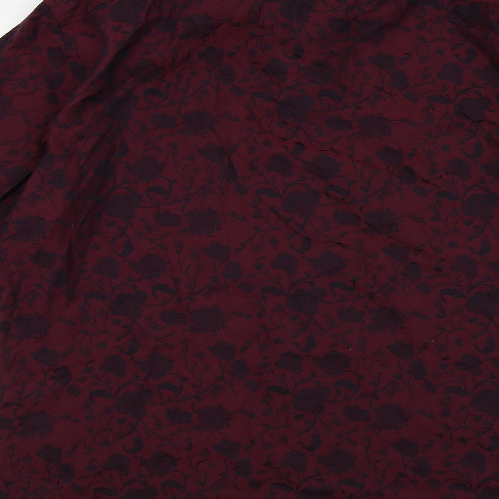 Jeff Banks Mens Red Floral   Button-Up Size 16.5