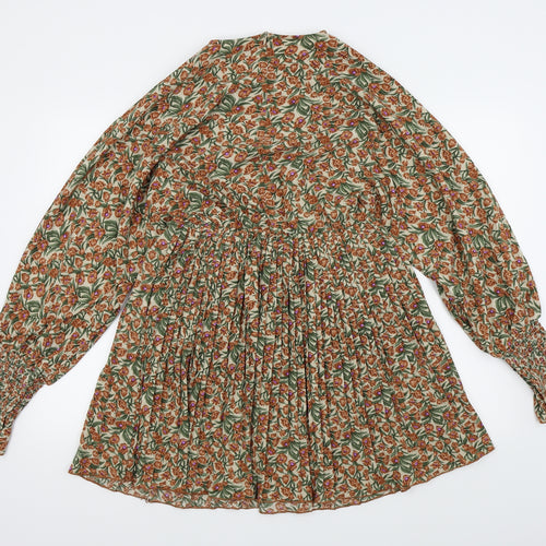 PRETTYLITTLETHING Womens Beige Floral  A-Line  Size 12