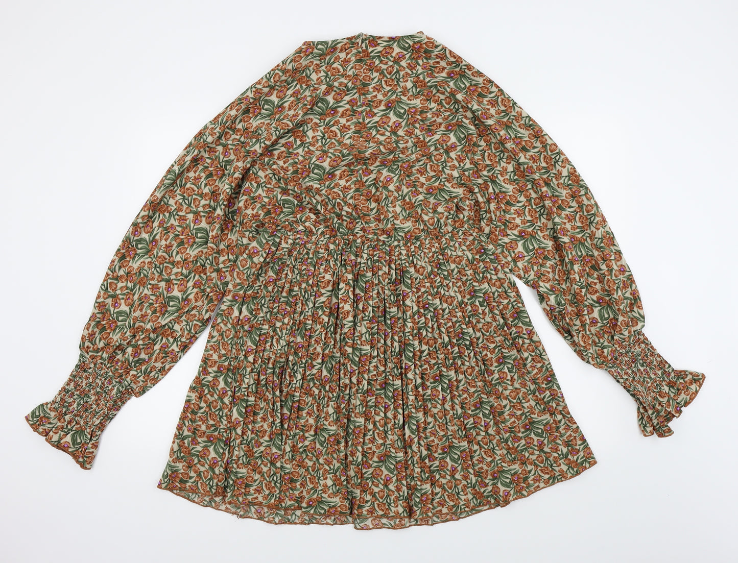 PRETTYLITTLETHING Womens Beige Floral  A-Line  Size 12