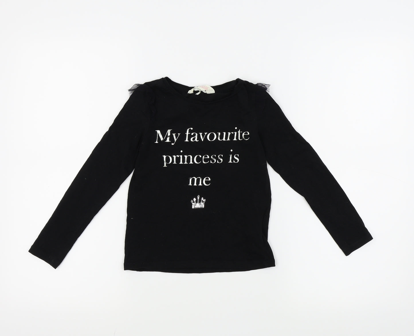 H&M Girls Black   Basic T-Shirt Size 5-6 Years
