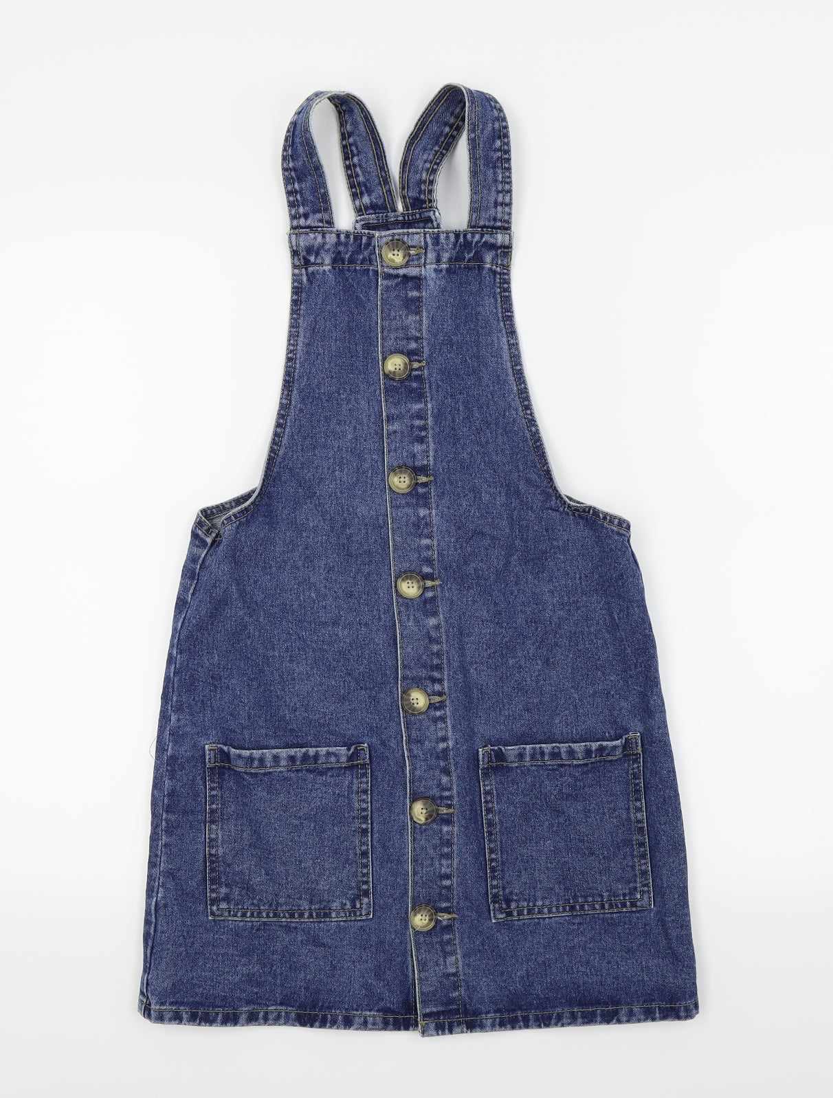 Denim & Co. Womens Blue   Pinafore/Dungaree Dress  Size 6
