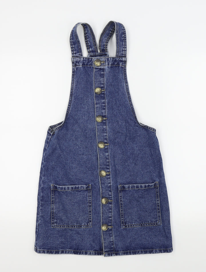 Denim & Co. Womens Blue   Pinafore/Dungaree Dress  Size 6