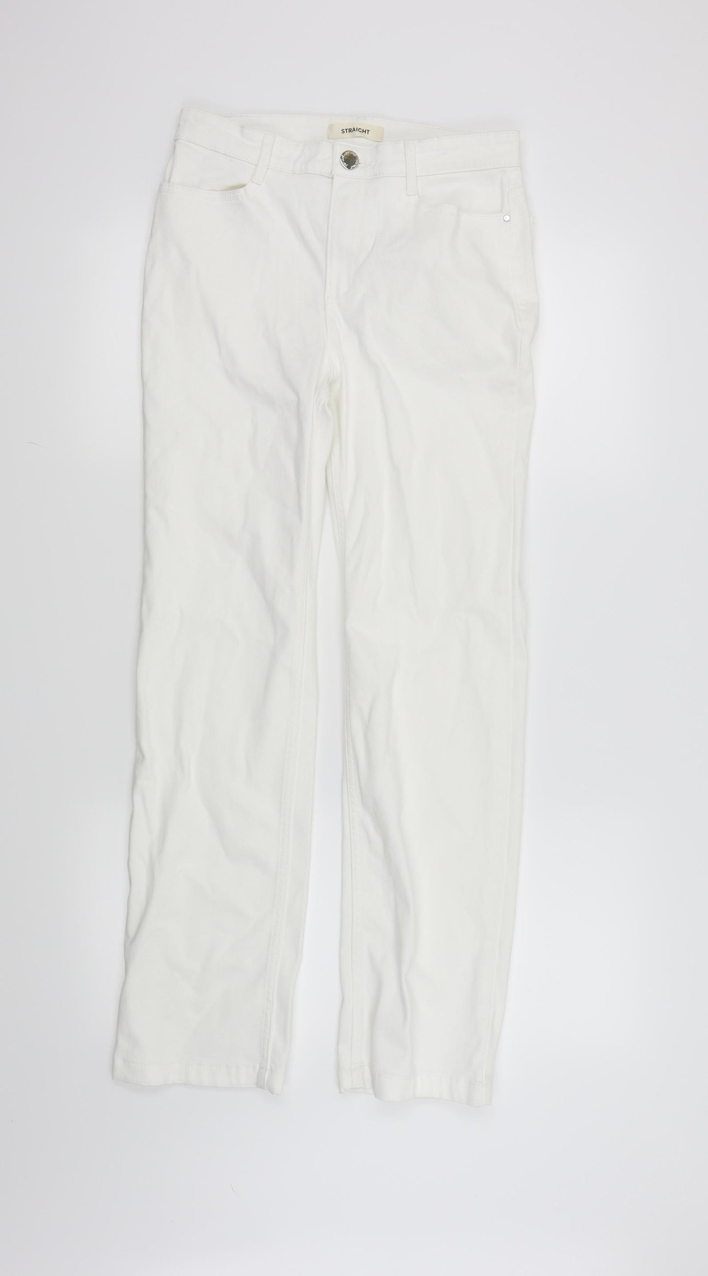 M&S Womens White   Straight Jeans Size 10 L28 in