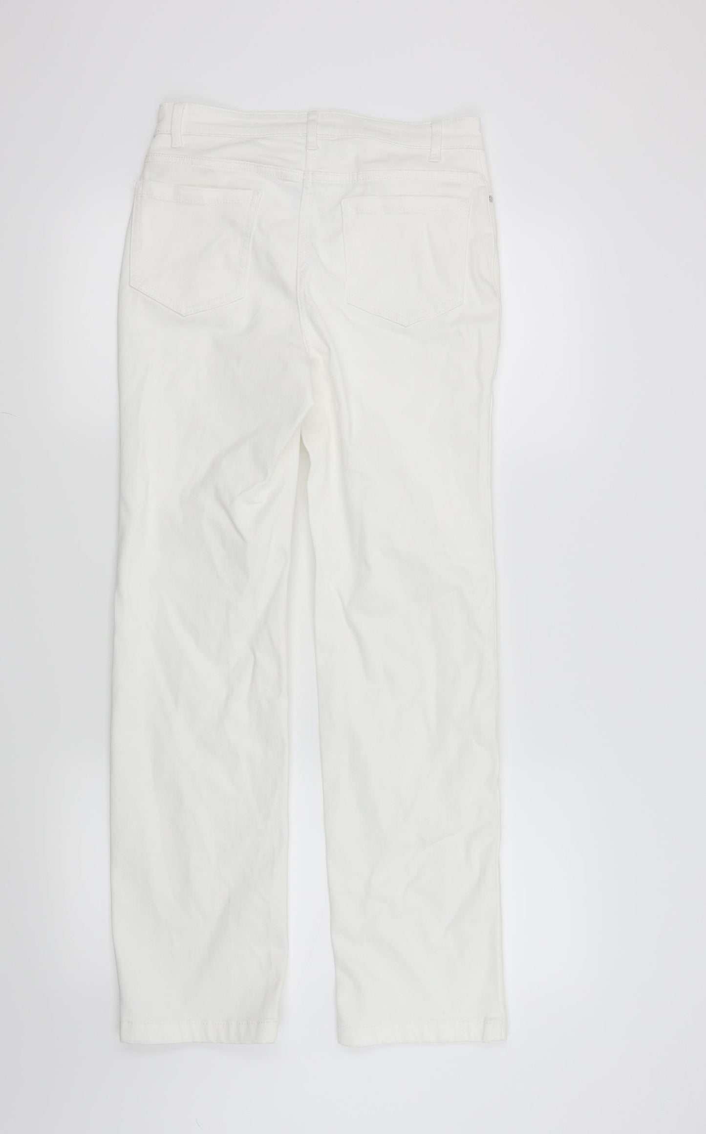 M&S Womens White   Straight Jeans Size 10 L28 in