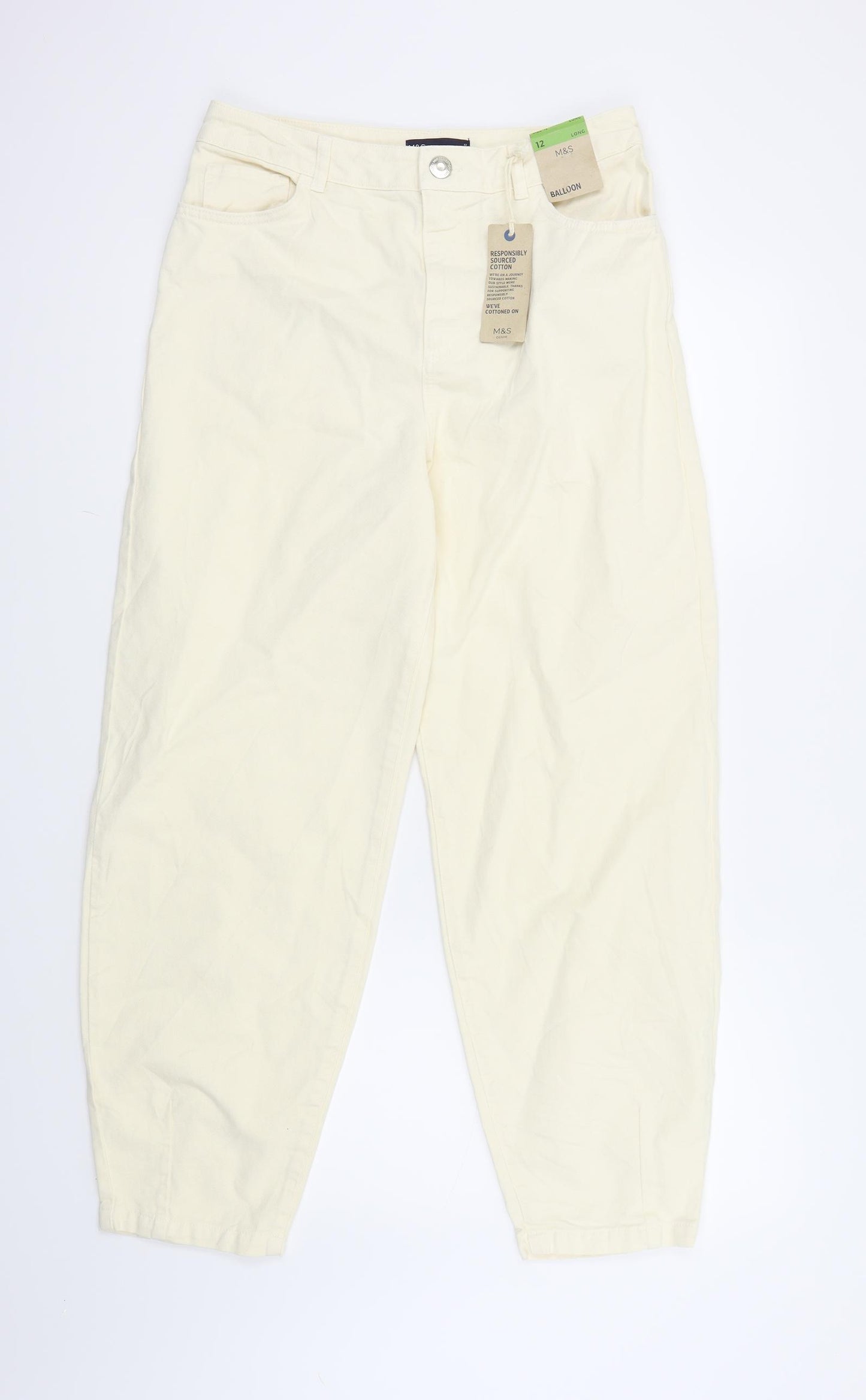 M&S Womens Yellow   Straight Jeans Size 12 L27 in