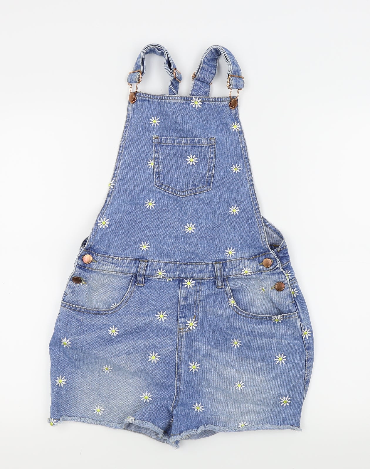 Denim & Co. Girls Blue Floral  Dungaree One-Piece Size 14-15 Years