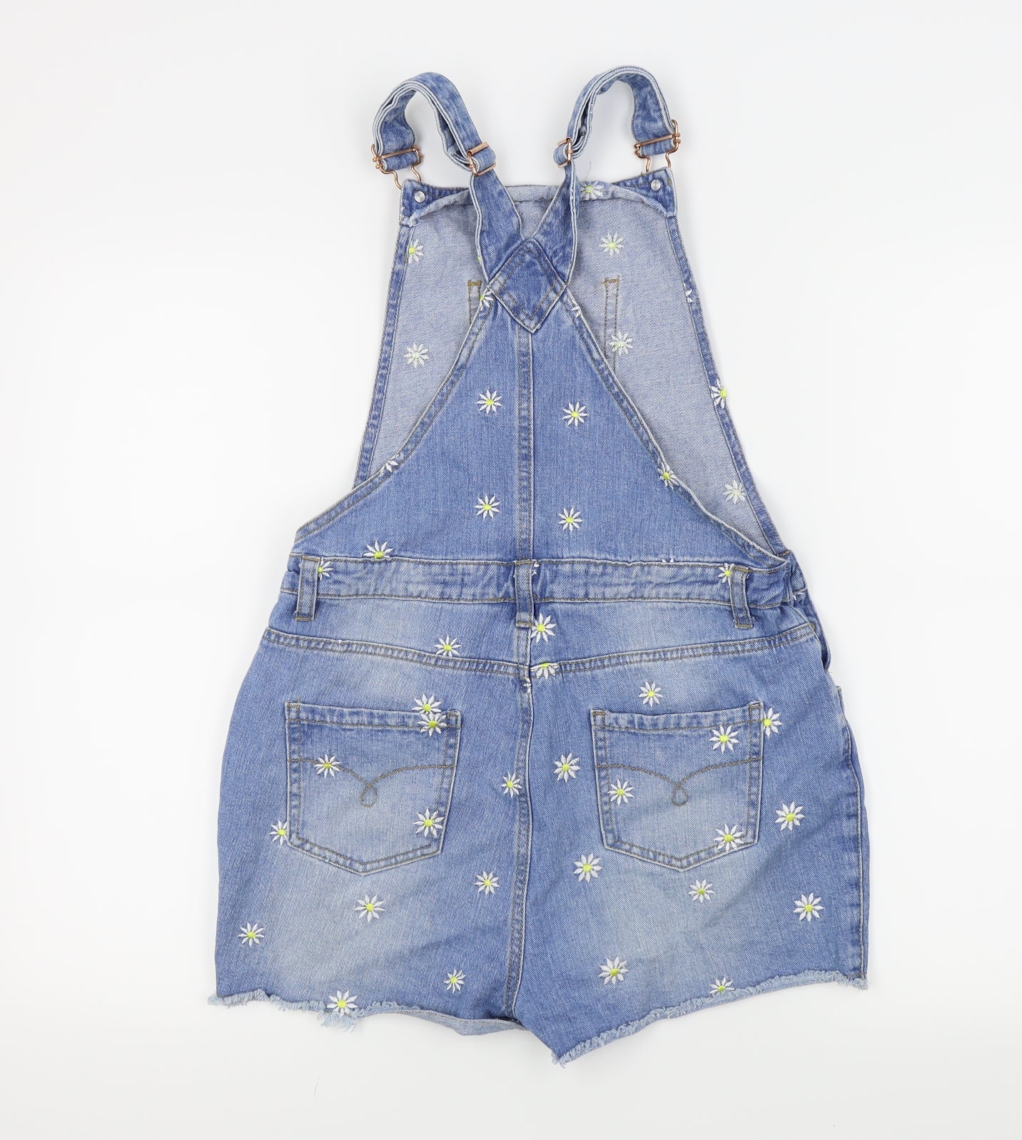 Denim & Co. Girls Blue Floral  Dungaree One-Piece Size 14-15 Years