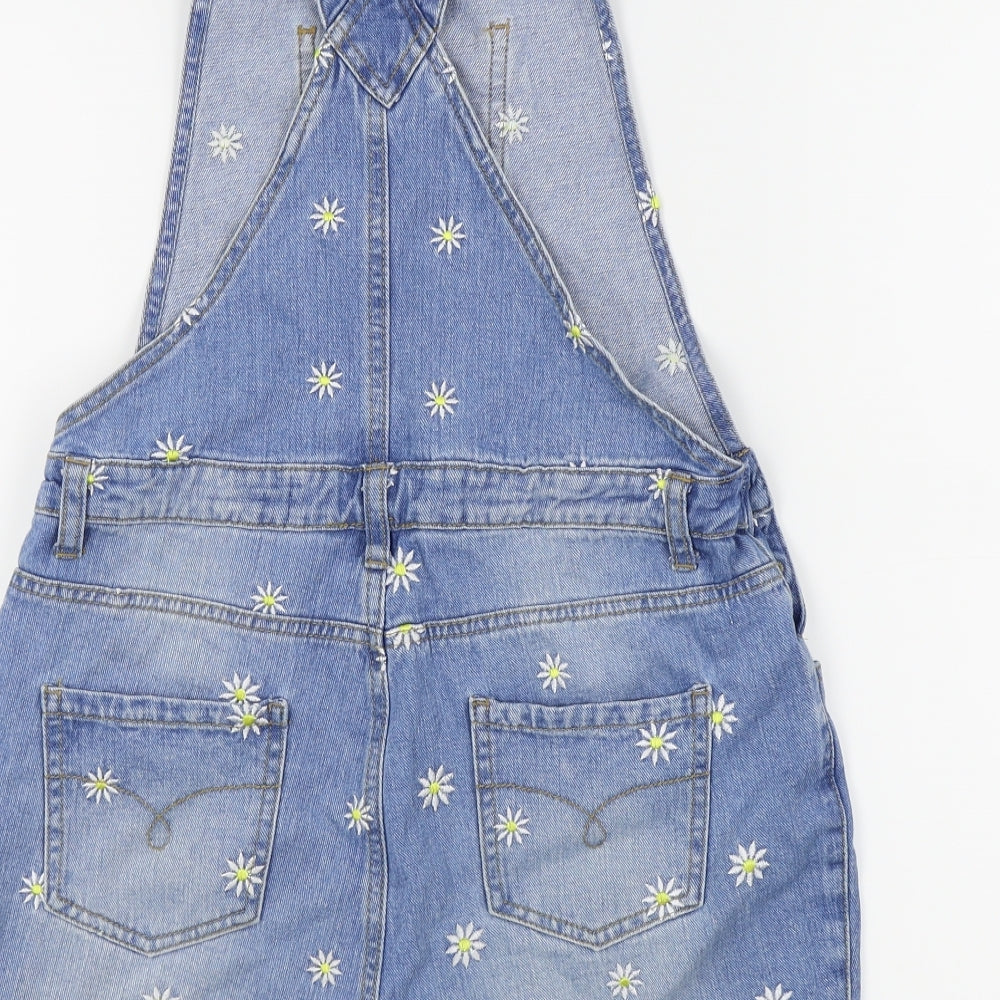 Denim & Co. Girls Blue Floral  Dungaree One-Piece Size 14-15 Years