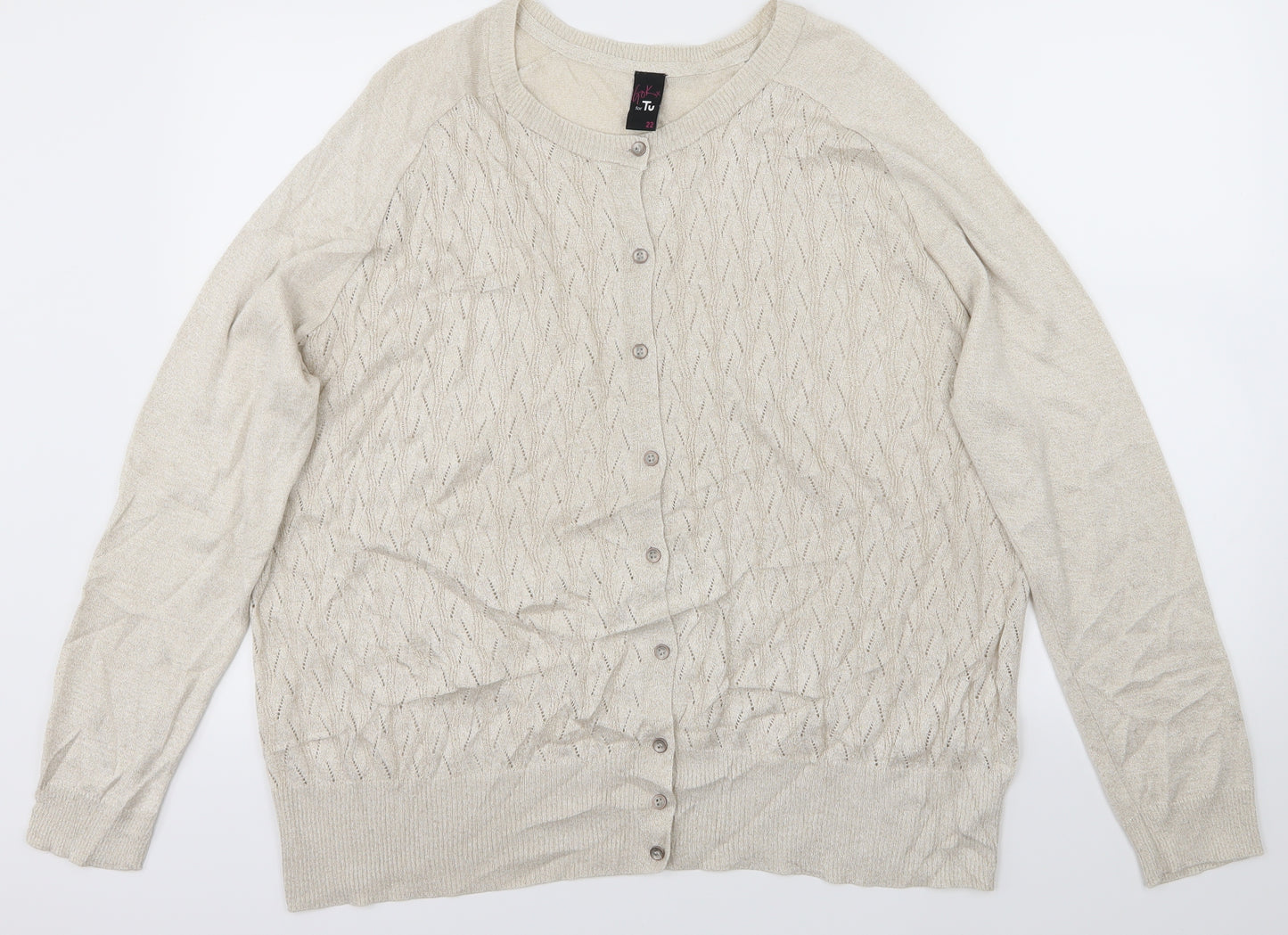 TU Womens Beige   Cardigan Jumper Size 20  - Gold Glitter
