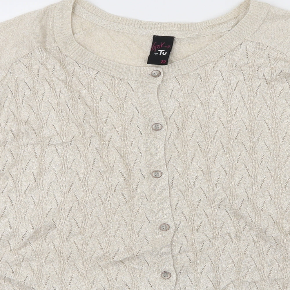 TU Womens Beige   Cardigan Jumper Size 20  - Gold Glitter