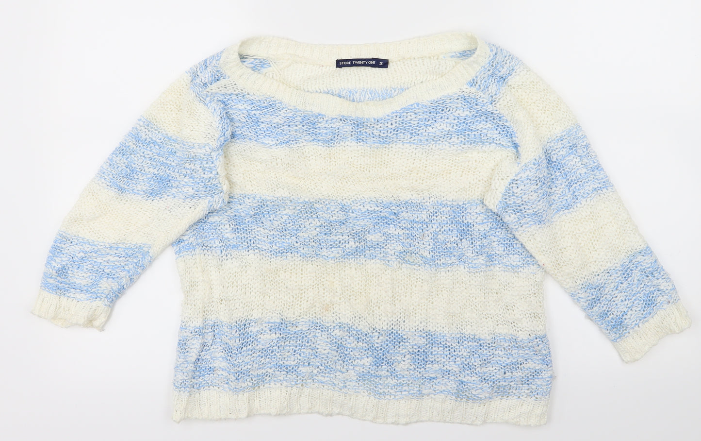 Store 21 Womens White Striped  Pullover Jumper Size M