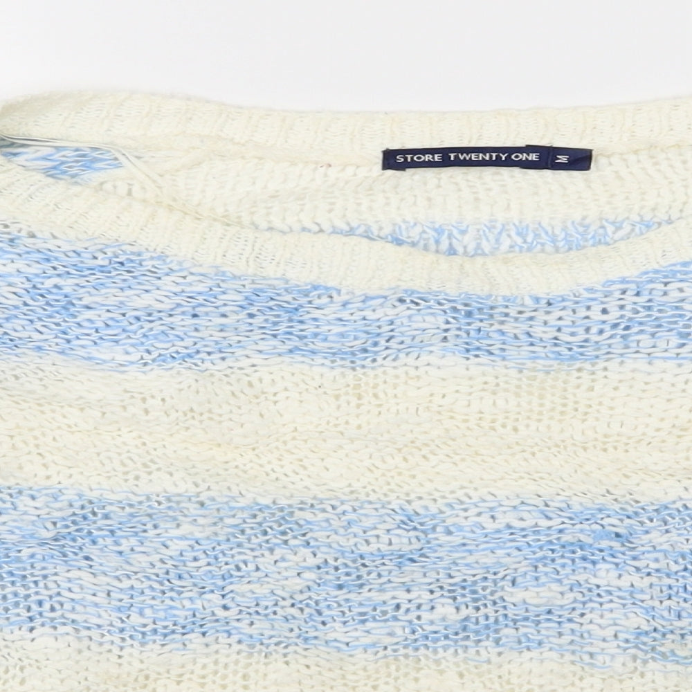 Store 21 Womens White Striped  Pullover Jumper Size M