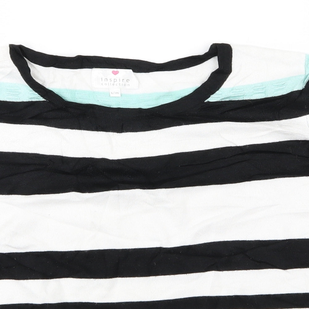 Inspire Collection Womens Black Striped  Pullover Jumper Size S