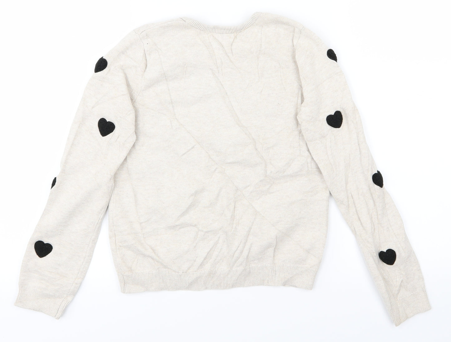 H&M Girls Beige   Pullover Jumper Size 9-10 Years  - Hearts