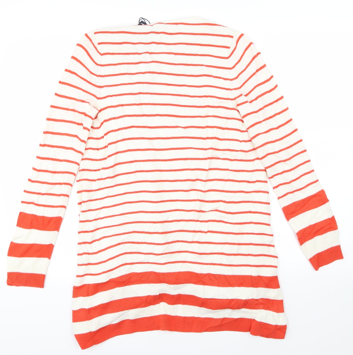 M&S Womens Red Striped  Cardigan Jumper Size S