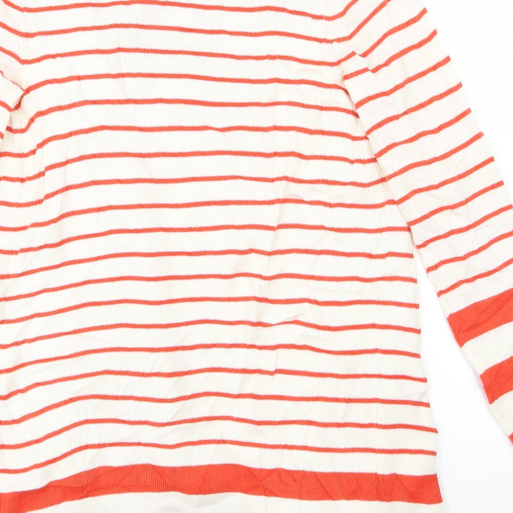 M&S Womens Red Striped  Cardigan Jumper Size S