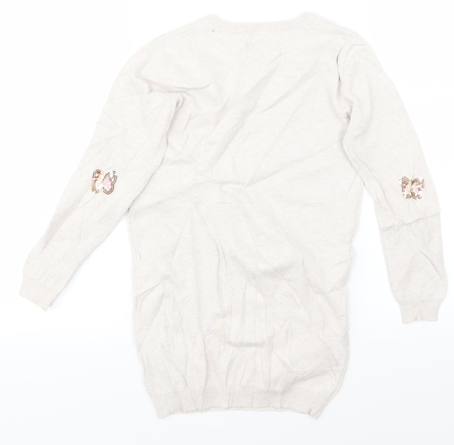 Primark Girls Beige   Pullover Jumper Size 6-7 Years  - Butterflies